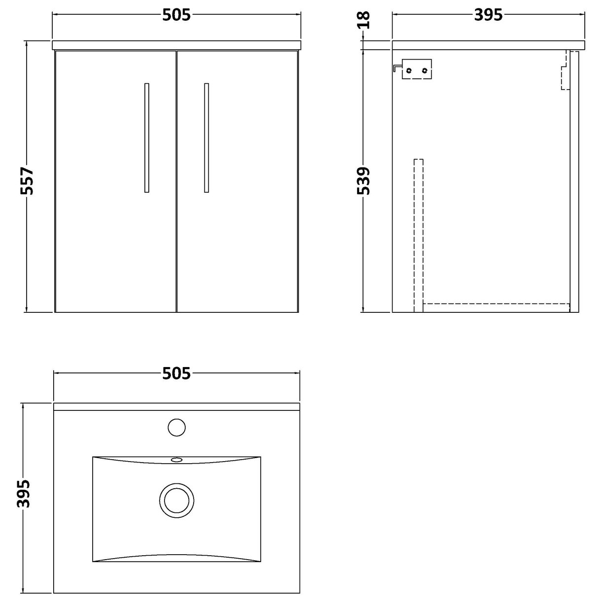 500 Wh 2-Door Vanity & Basin 2