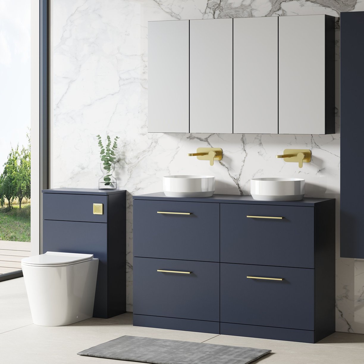 1200mm Fs 4-Drawer Vanity & Worktop - Indigo Blue