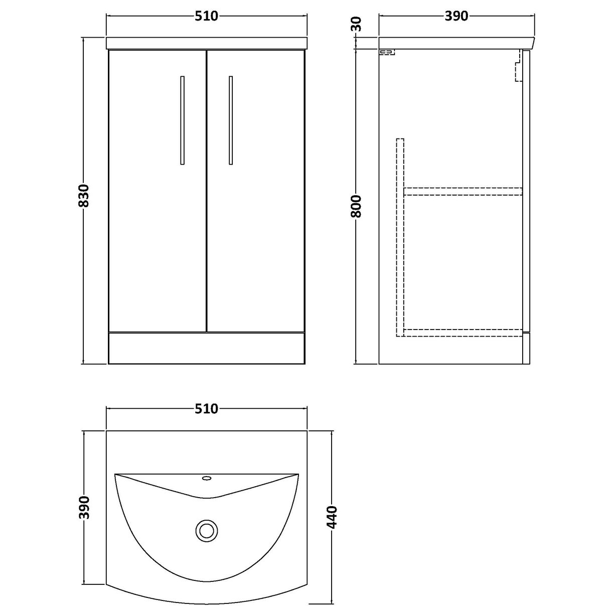 500 FS 2-Door Vanity & Basin 4