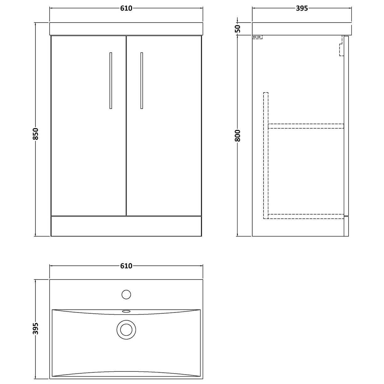 600 FS 2-Door Vanity & Basin 3