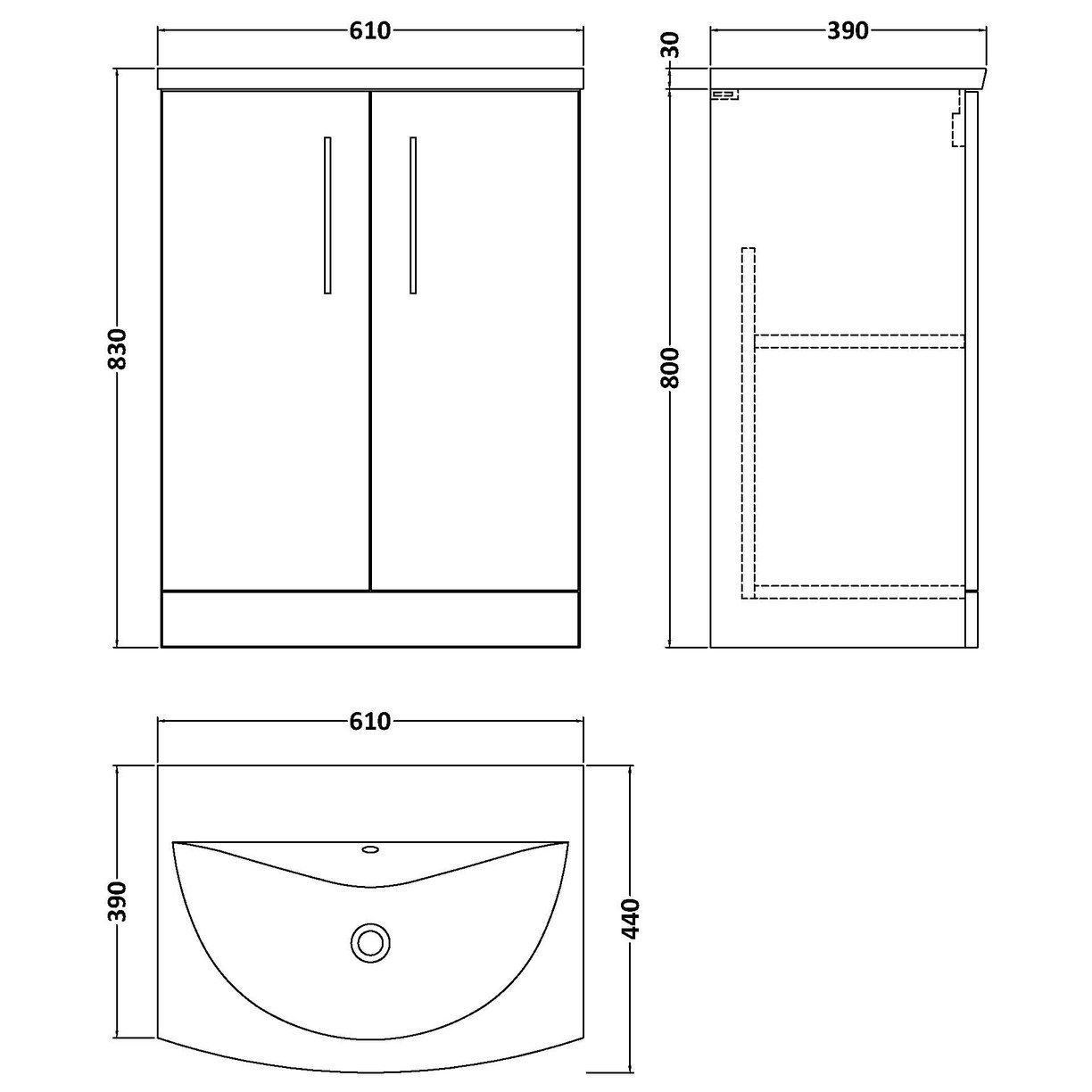 600 FS 2-Door Vanity & Basin 4