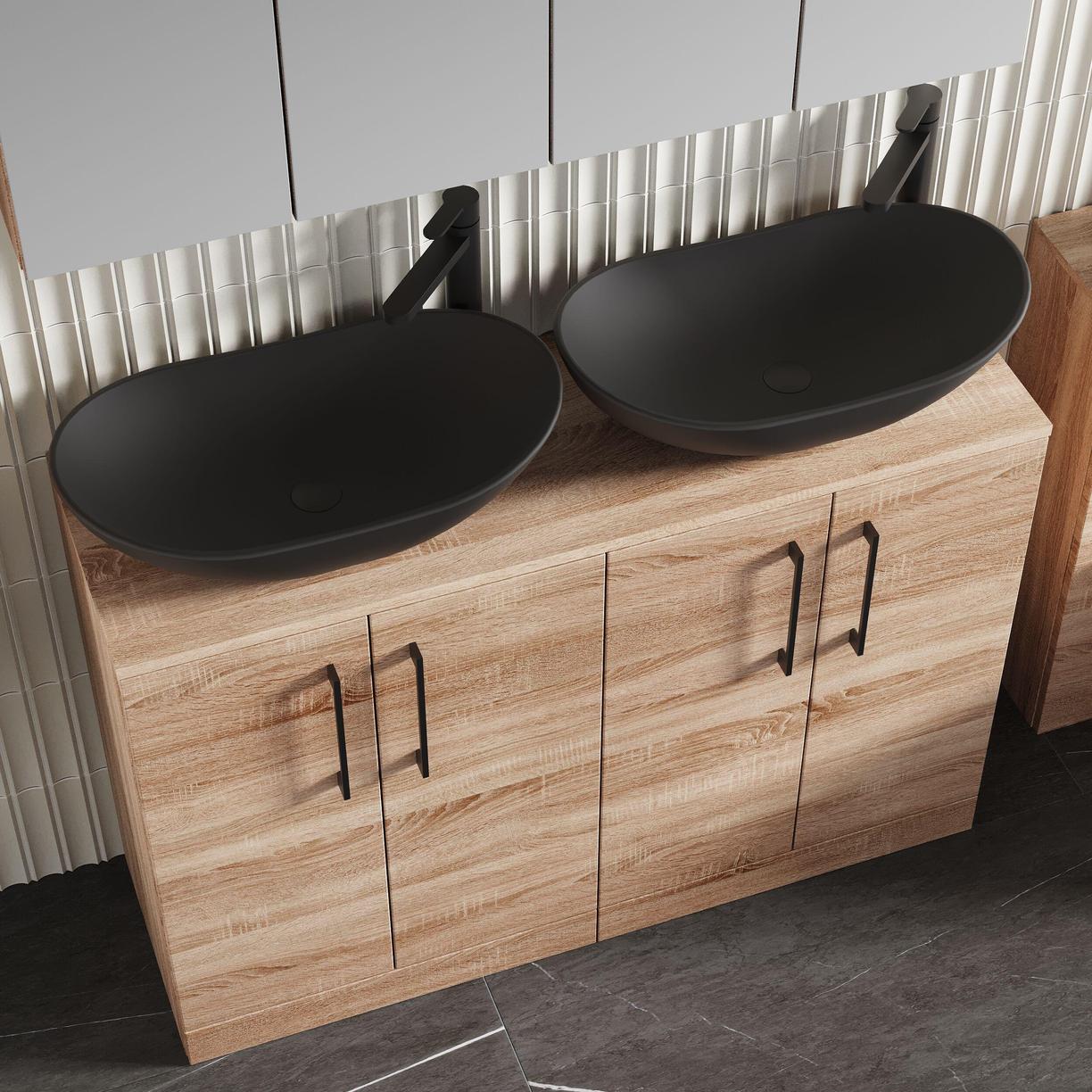 1200mm FS 4-Door Vanity & Worktop - Bleached Cuneo Oak