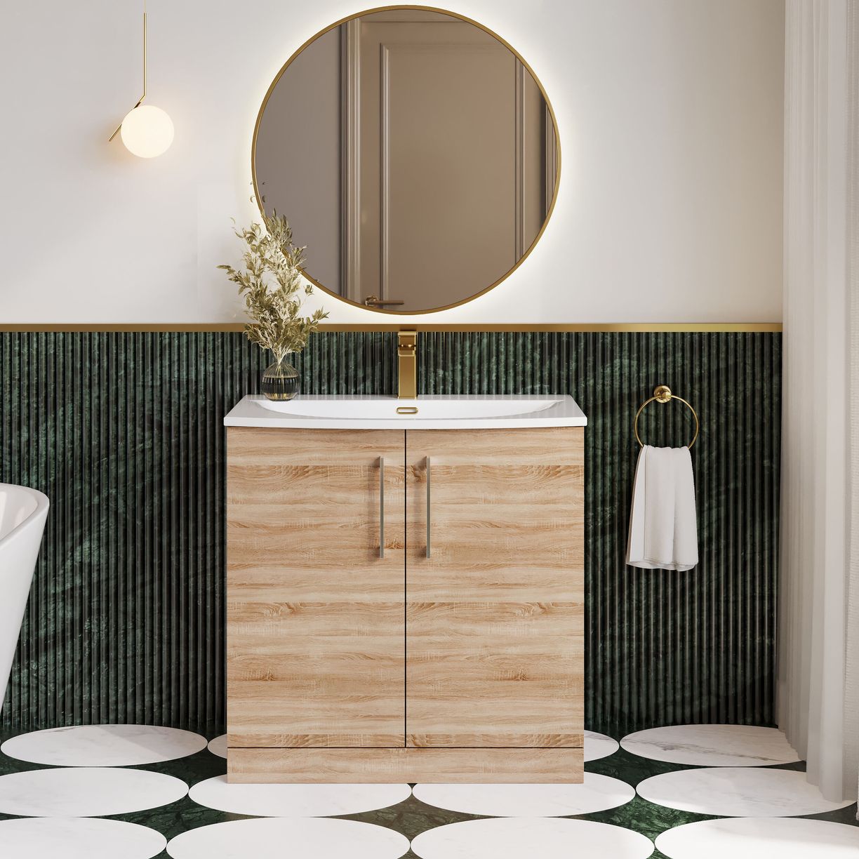 800mm FS 2-Door Vanity & Basin 4 - Bleached Cuneo Oak