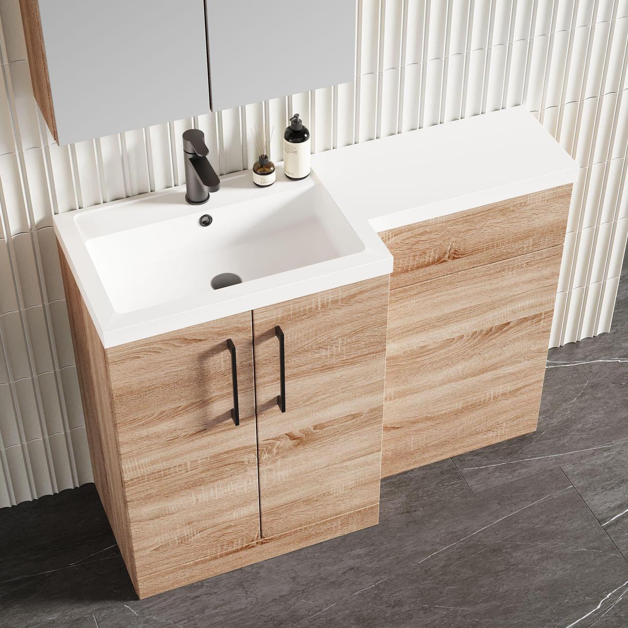 1100 390mm Combination Unit LH - Bleached Cuneo Oak