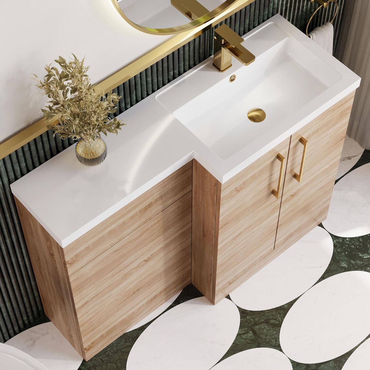 1100 390mm Combination Unit RH - Bleached Cuneo Oak