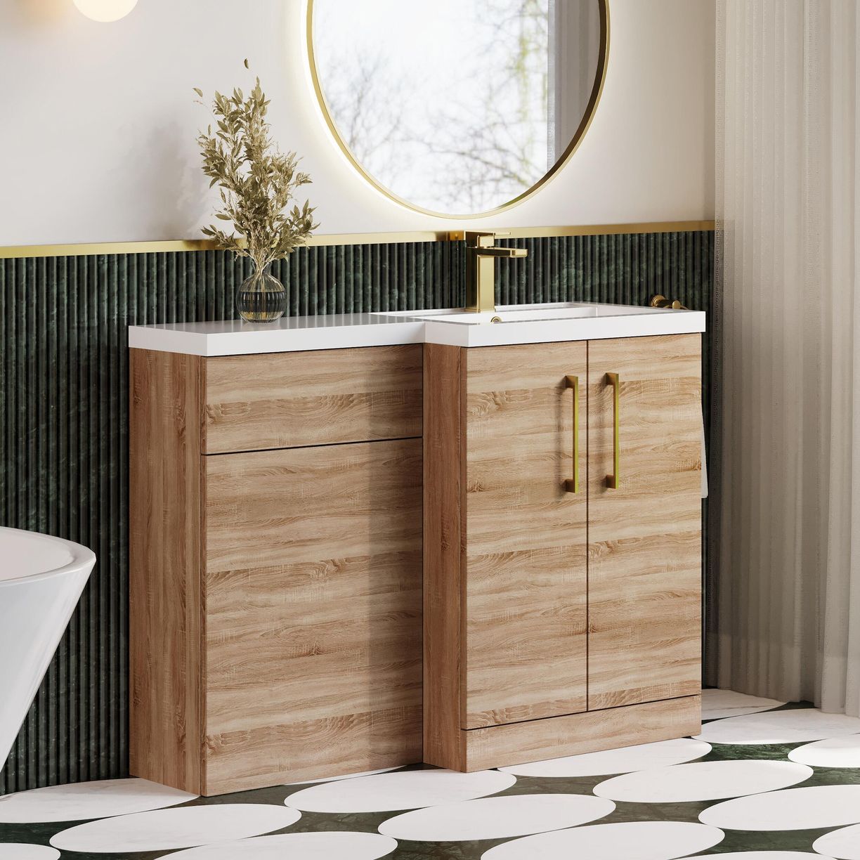 1100 390mm Combination Unit RH - Bleached Cuneo Oak