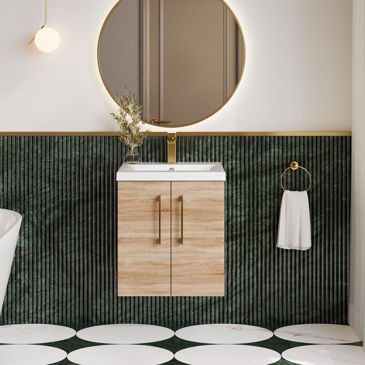 500mm WH 2-Door Vanity & Basin 1 - Bleached Cuneo Oak