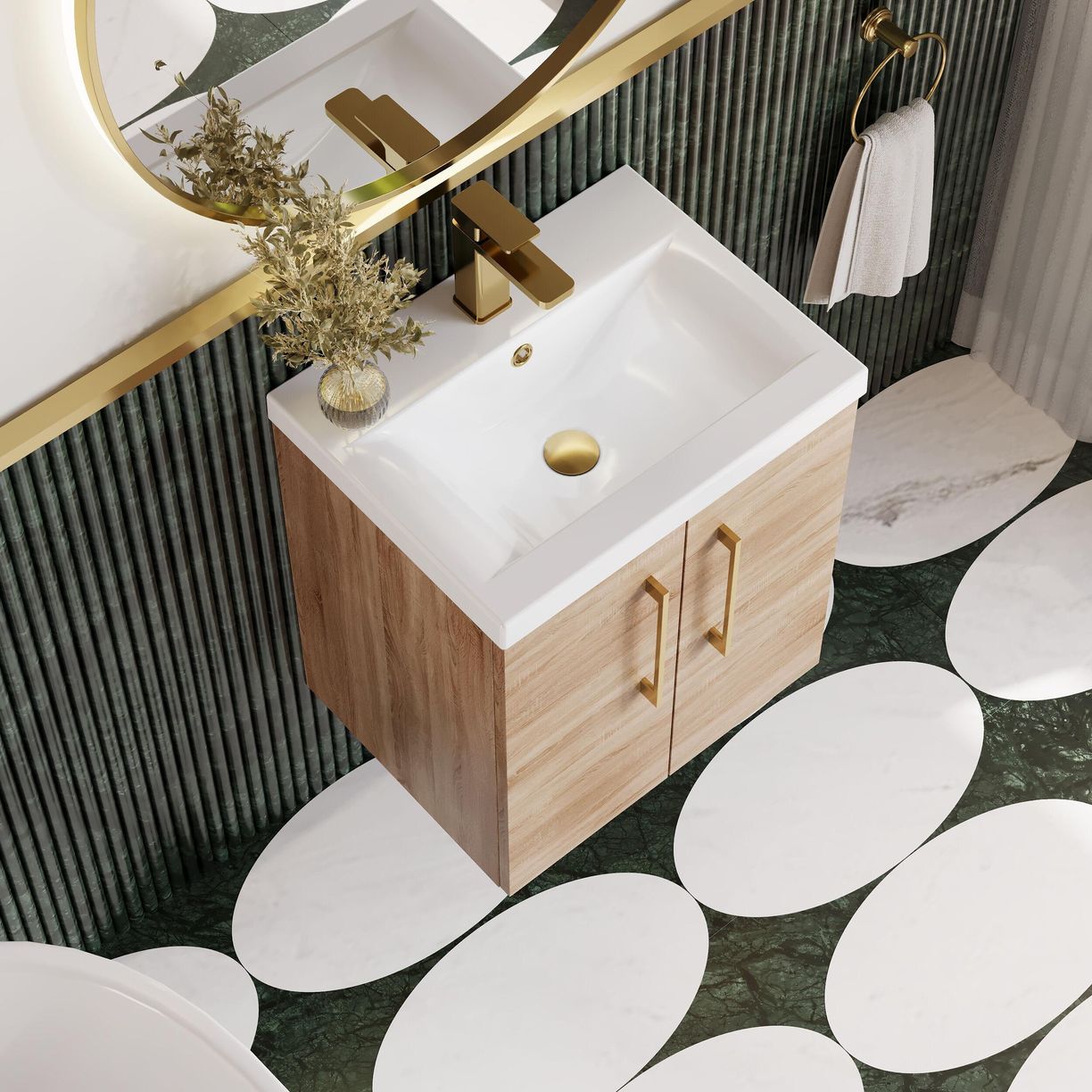 500mm WH 2-Door Vanity & Basin 1 - Bleached Cuneo Oak