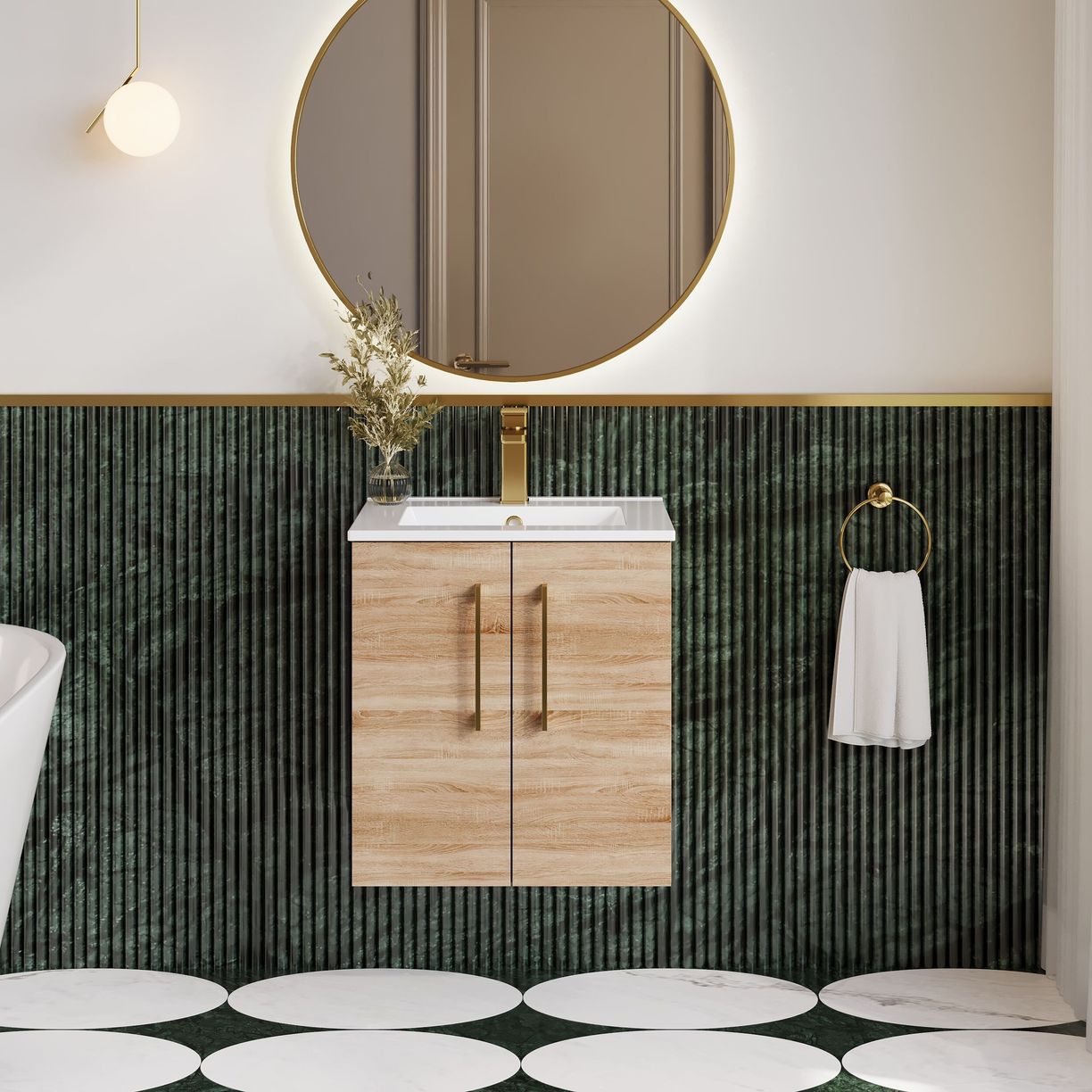 500mm WH 2-Door Vanity & Basin 2 - Bleached Cuneo Oak