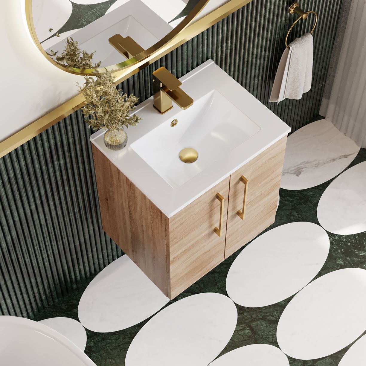 500mm WH 2-Door Vanity & Basin 2 - Bleached Cuneo Oak