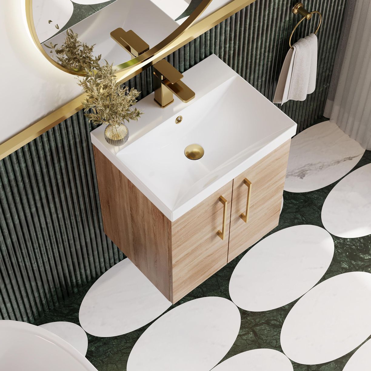 500mm WH 2-Door Vanity & Basin 3 - Bleached Cuneo Oak