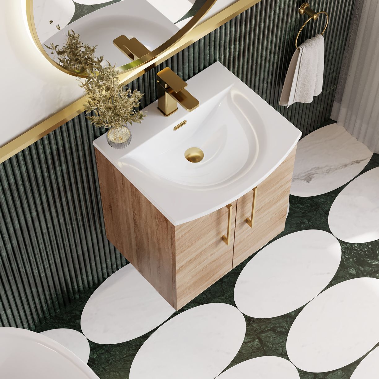 500mm WH 2-Door Vanity & Basin 4 - Bleached Cuneo Oak