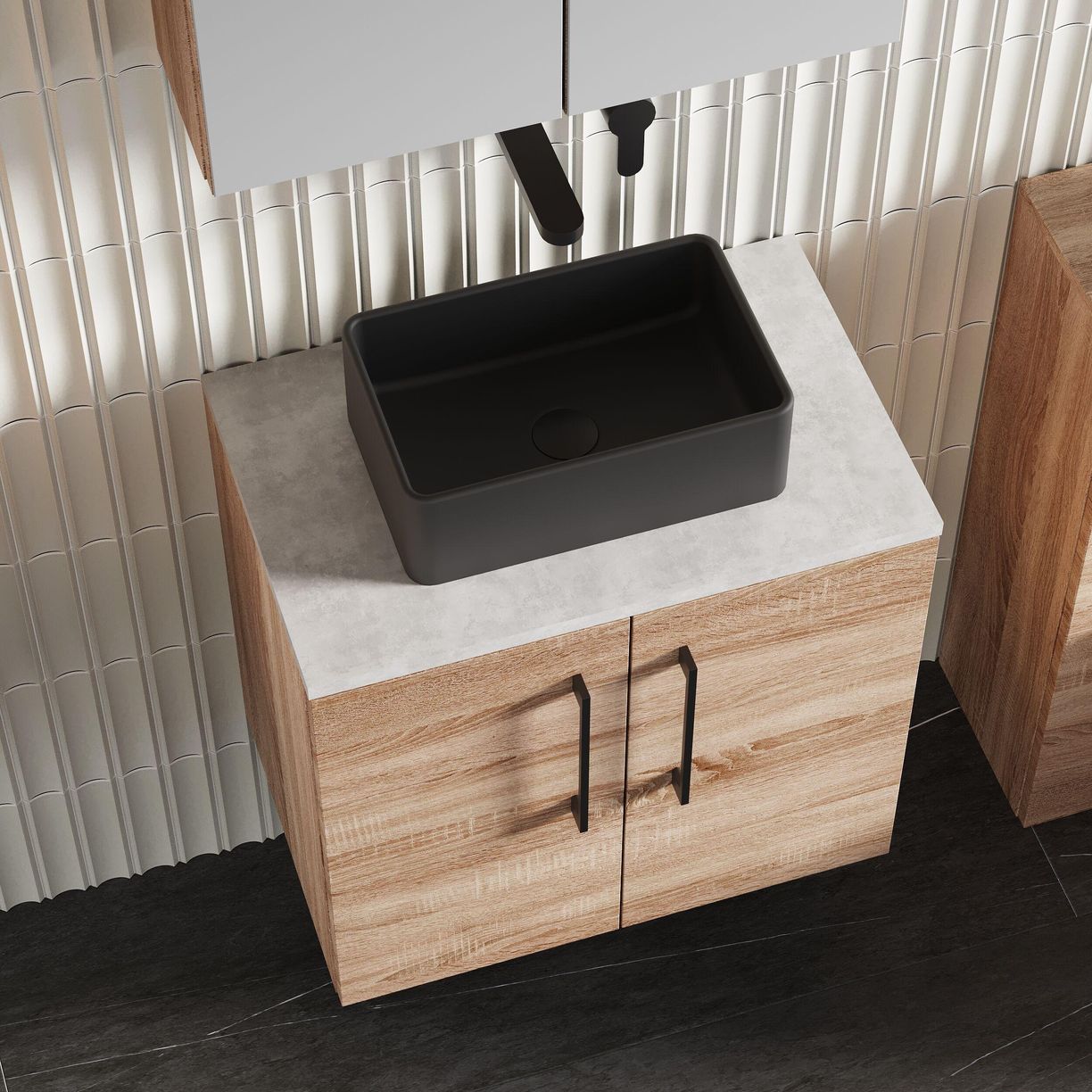 600mm WH 2-Door Vanity & Laminate Top - Bleached Cuneo Oak