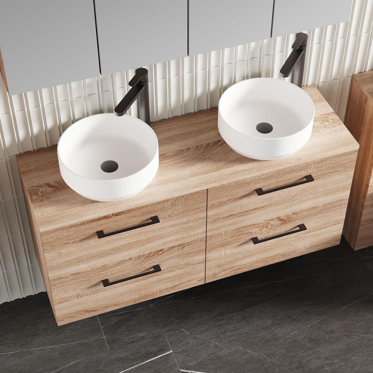 1200mm WH 4-Drawer Vanity & Worktop - Bleached Cuneo Oak
