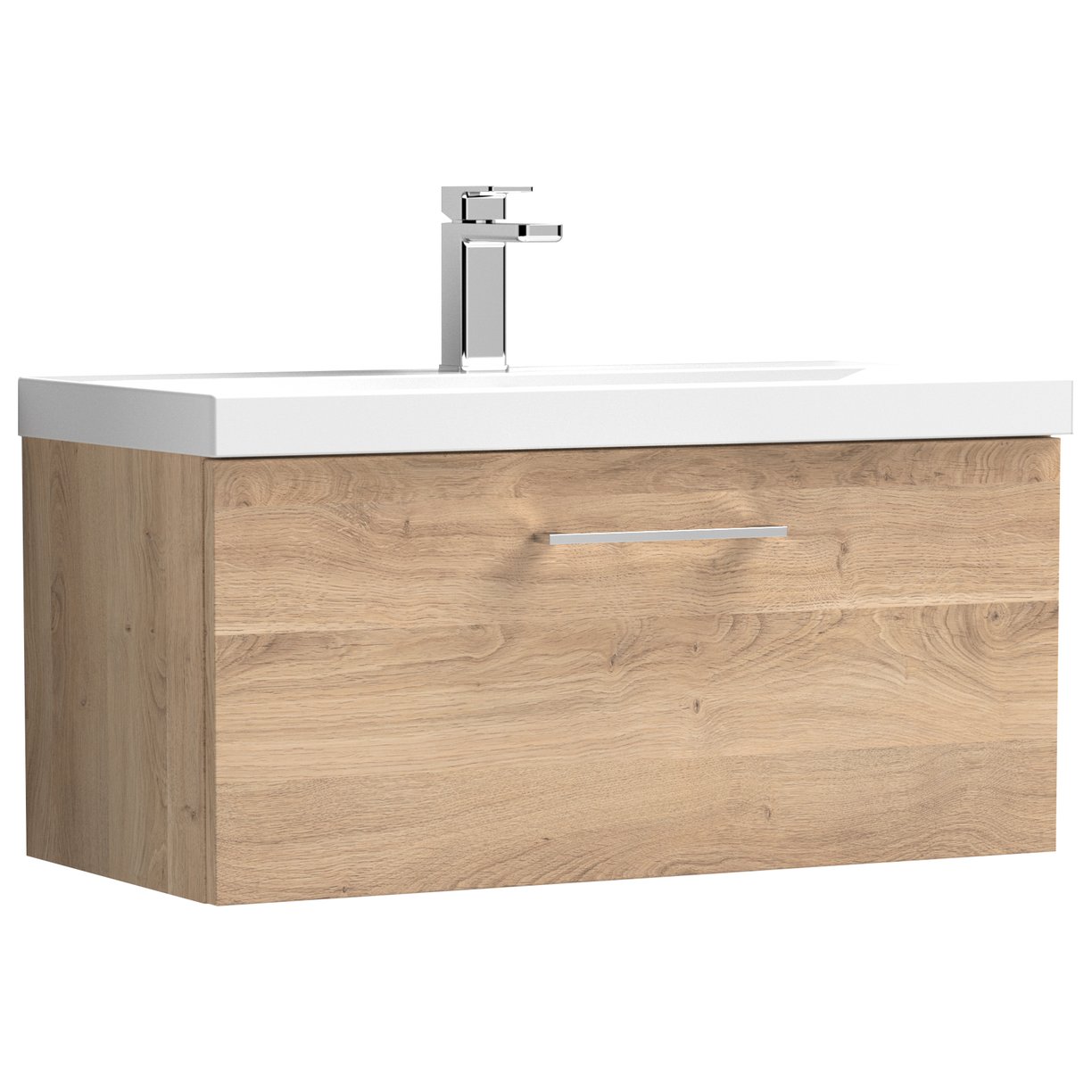 800mm WH 1-Drawer Vanity & Basin 1 - Bleached Cuneo Oak