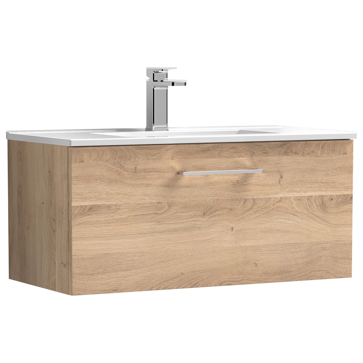 800mm WH 1-Drawer Vanity & Basin 2 - Bleached Cuneo Oak