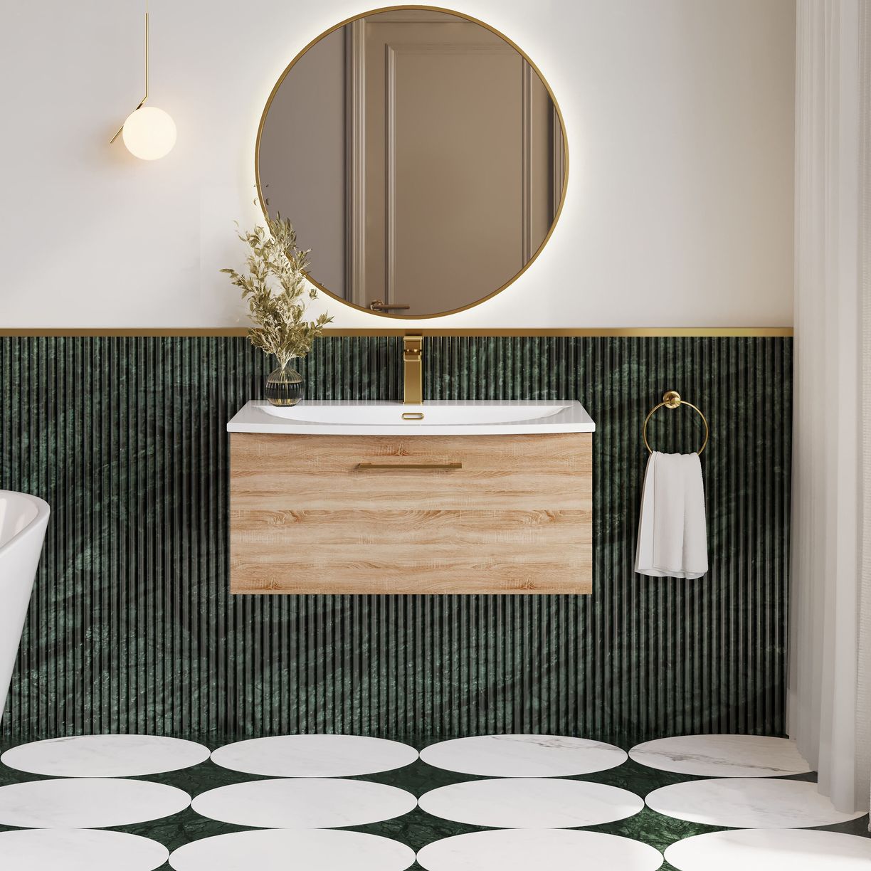 800mm WH 1-Drawer Vanity & Basin 4 - Bleached Cuneo Oak