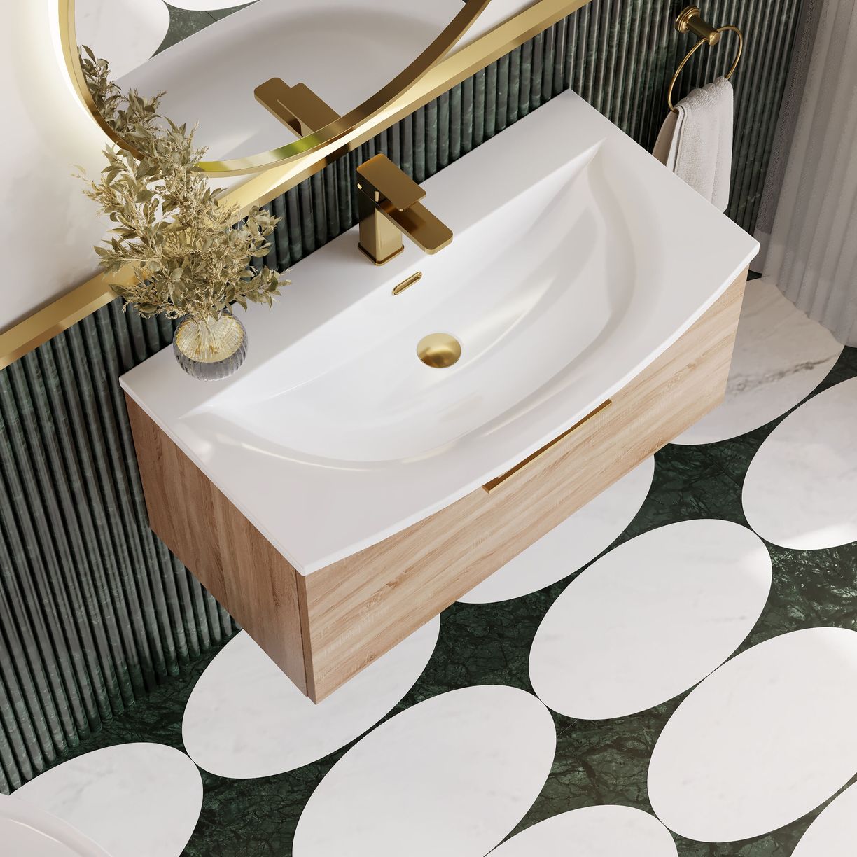 800mm WH 1-Drawer Vanity & Basin 4 - Bleached Cuneo Oak