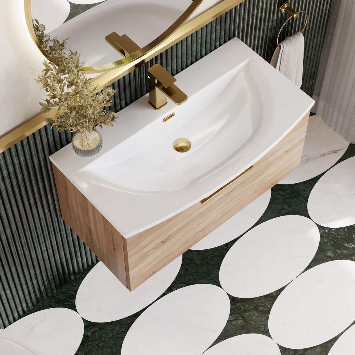 800mm WH 1-Drawer Vanity & Basin 4 - Bleached Cuneo Oak