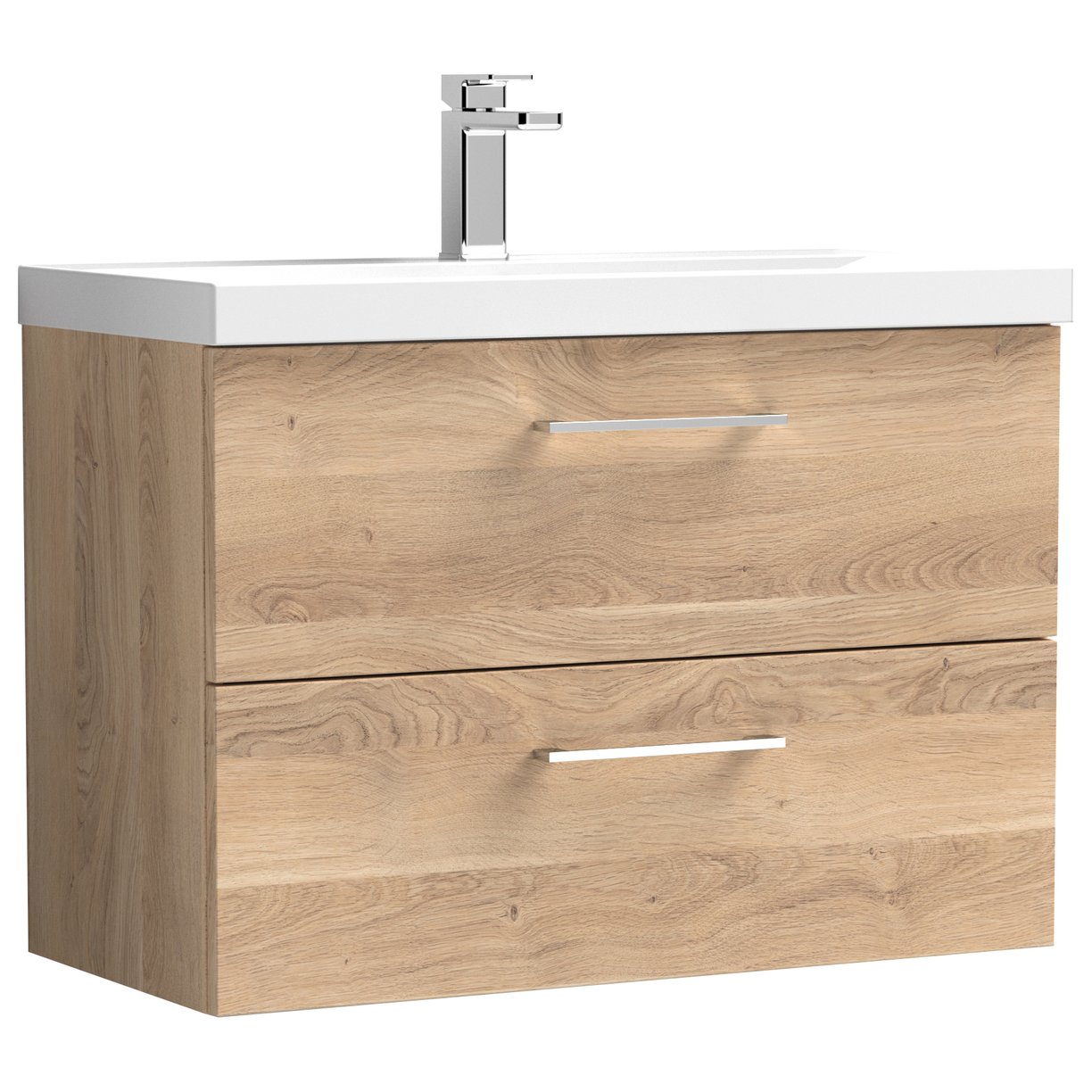 800mm WH 2-Drawer Vanity & Basin 1 - Bleached Cuneo Oak
