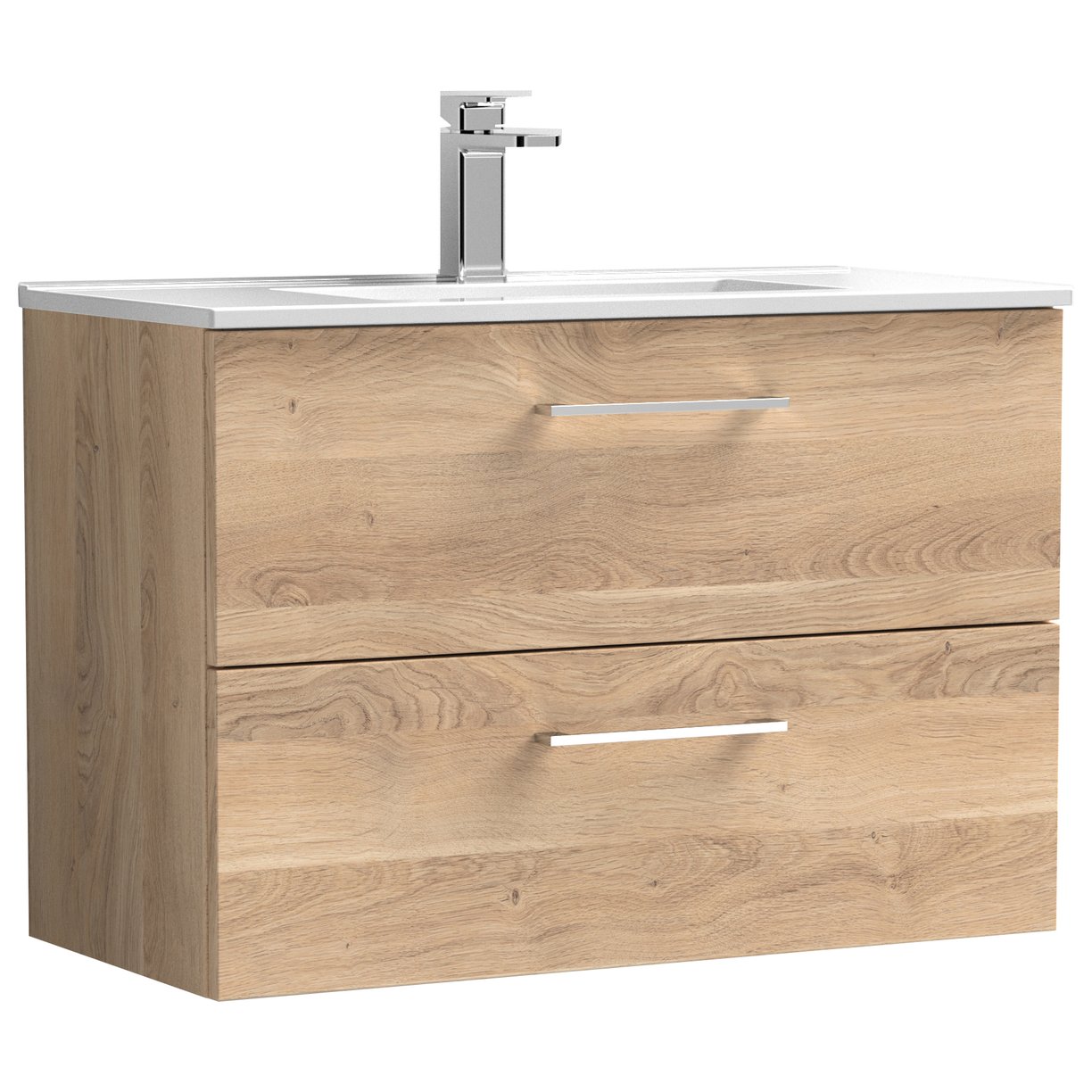 800mm WH 2-Drawer Vanity & Basin 2 - Bleached Cuneo Oak