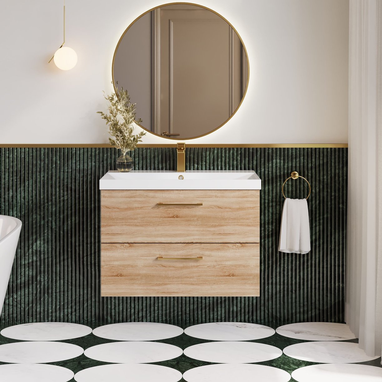 800mm WH 2-Drawer Vanity & Basin 3 - Bleached Cuneo Oak