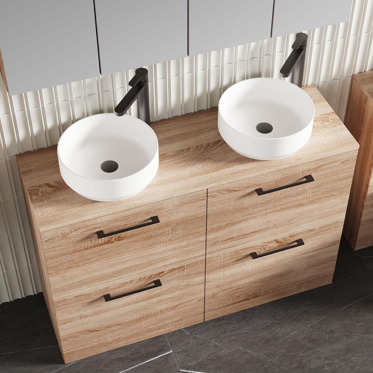 1200mm FS 4-Drawer Vanity & Worktop - Bleached Cuneo Oak