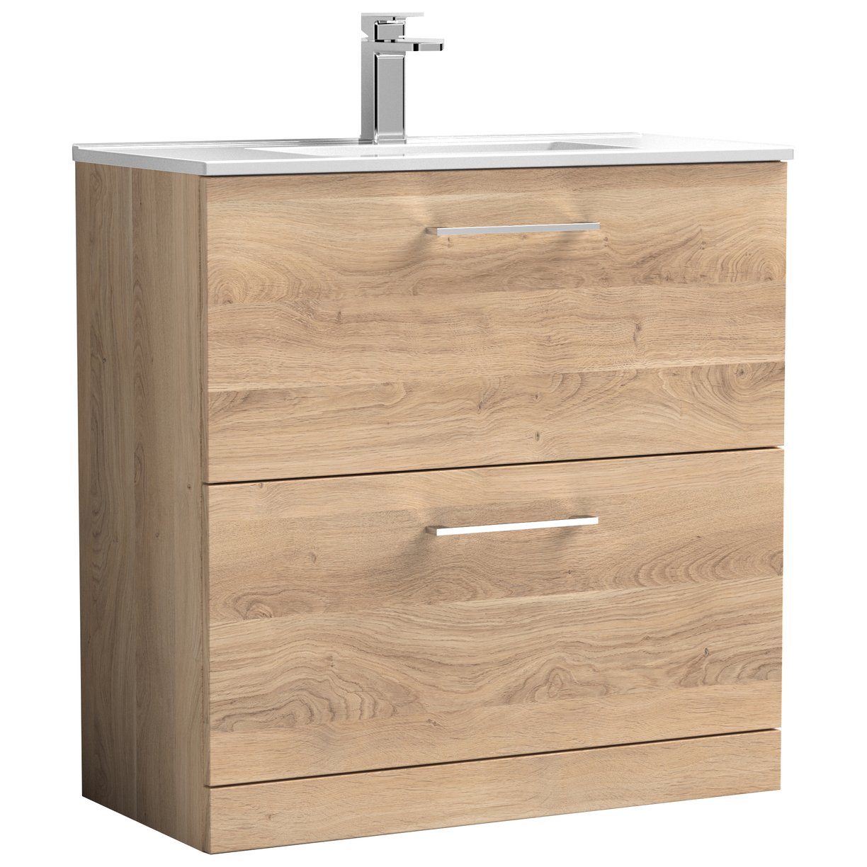800mm FS 2-Drawer Vanity & Basin 2 - Bleached Cuneo Oak