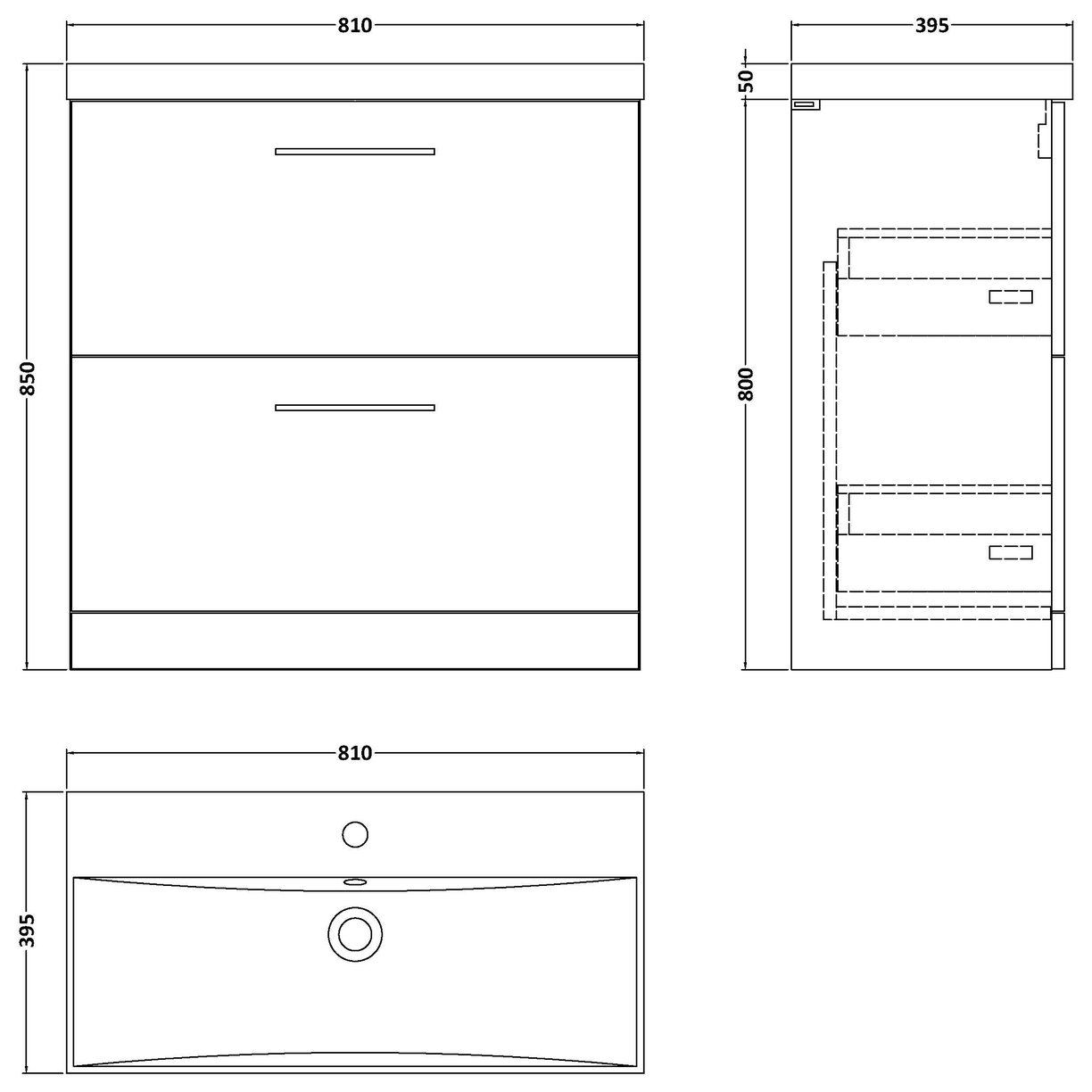 800 FS 2-Drawer Vanity & Basin 3