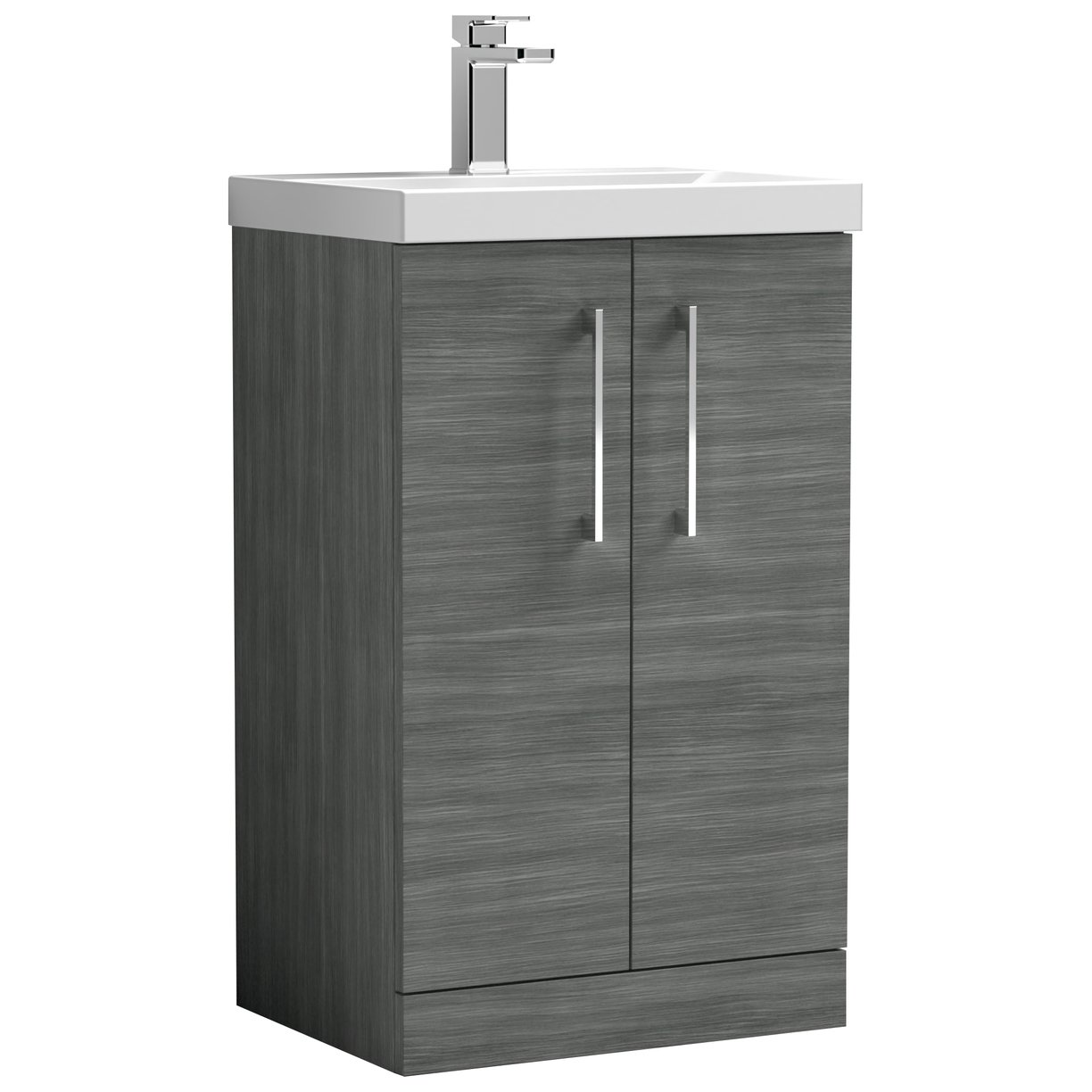500mm FS 2-Door Vanity & Basin 3 - Anthracite Woodgrain