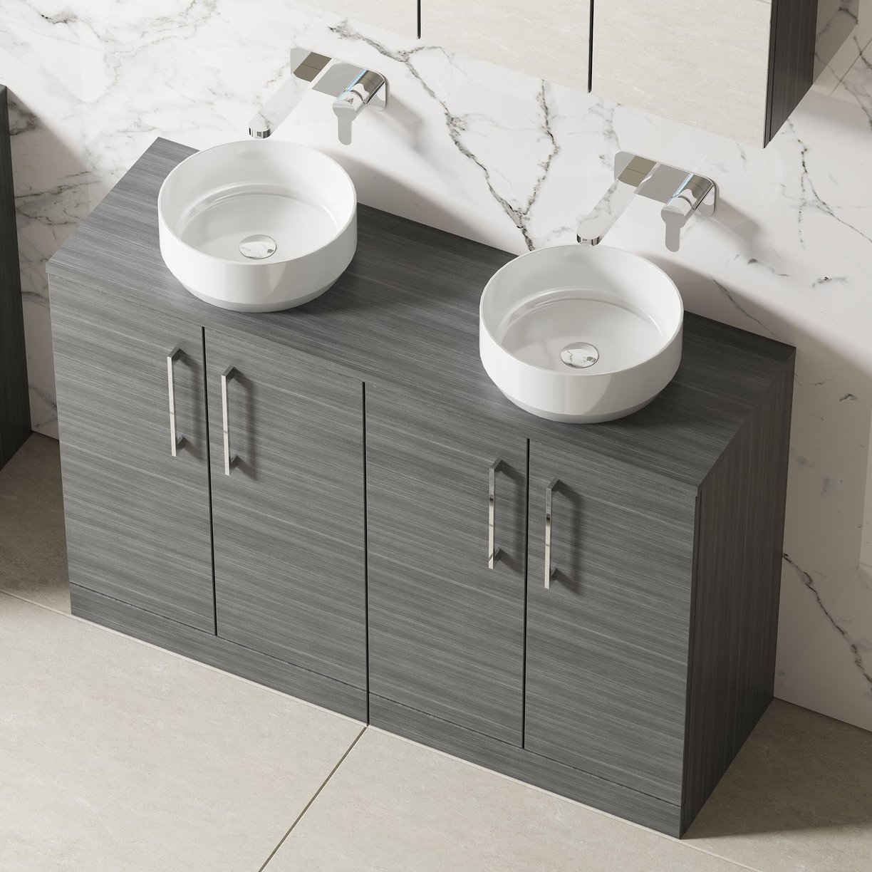 1200mm FS 4-Door Vanity & Worktop - Anthracite Woodgrain