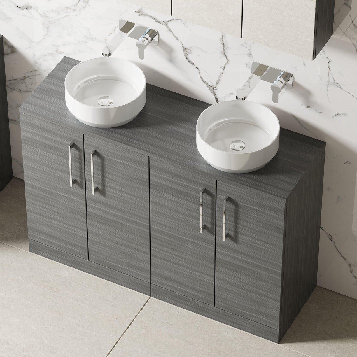 1200mm FS 4-Door Vanity & Worktop - Anthracite Woodgrain