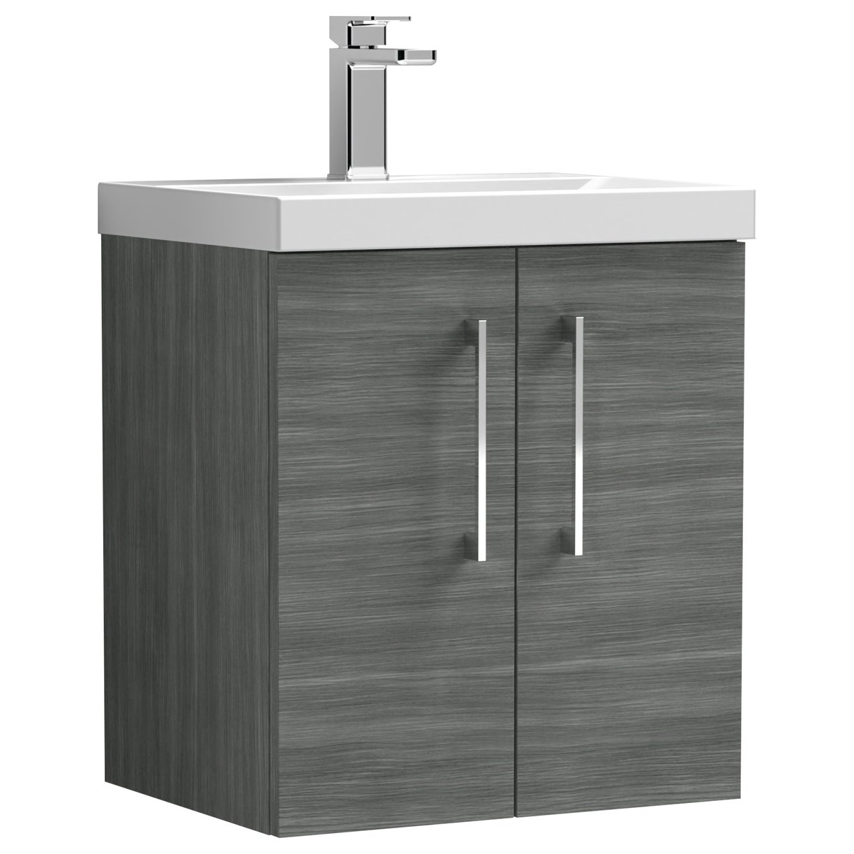 500mm WH 2-Door Vanity & Basin 1 - Anthracite Woodgrain