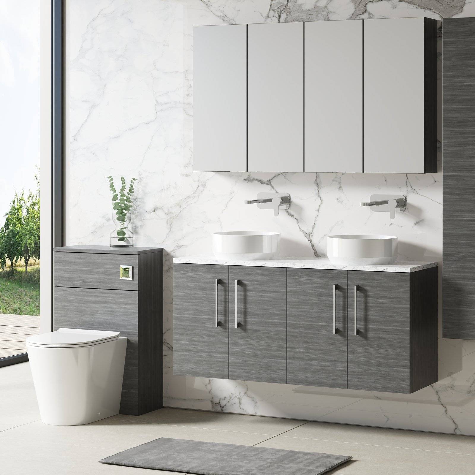 1200 Wh 4-Door Vanity & Laminate Top