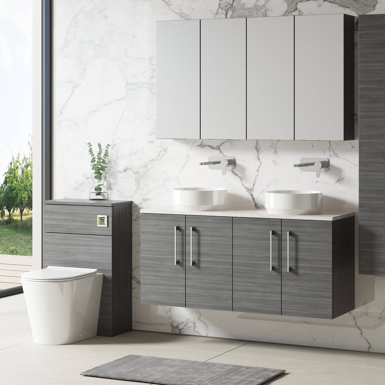 1200 Wh 4-Door Vanity & Laminate Top