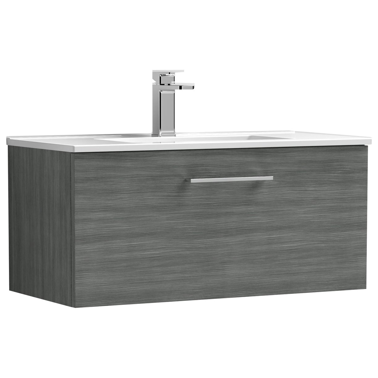 800mm WH 1-Drawer Vanity & Basin 2 - Anthracite Woodgrain