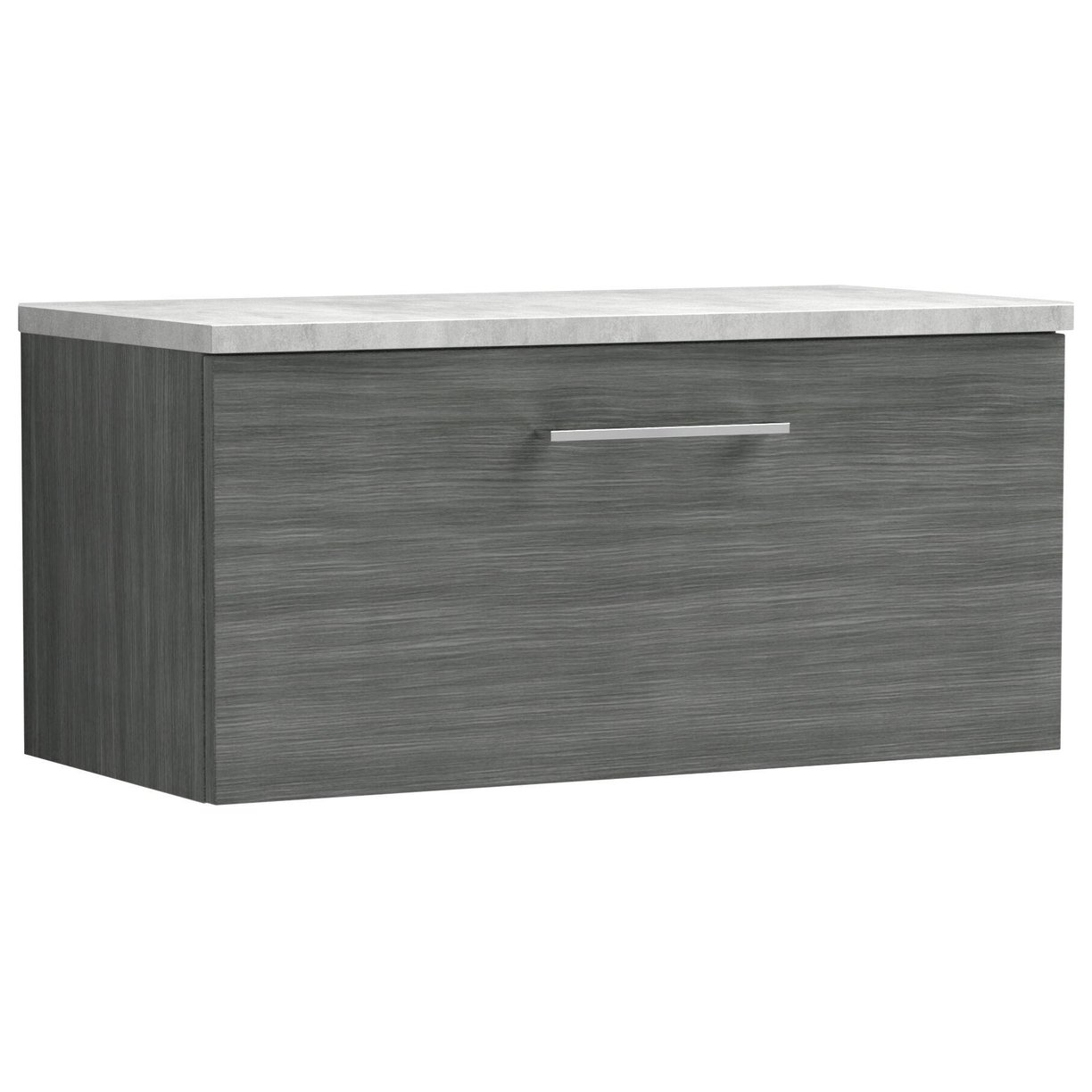 800mm WH Single Drawer Vanity & Laminate Top - Anthracite Woodgrain