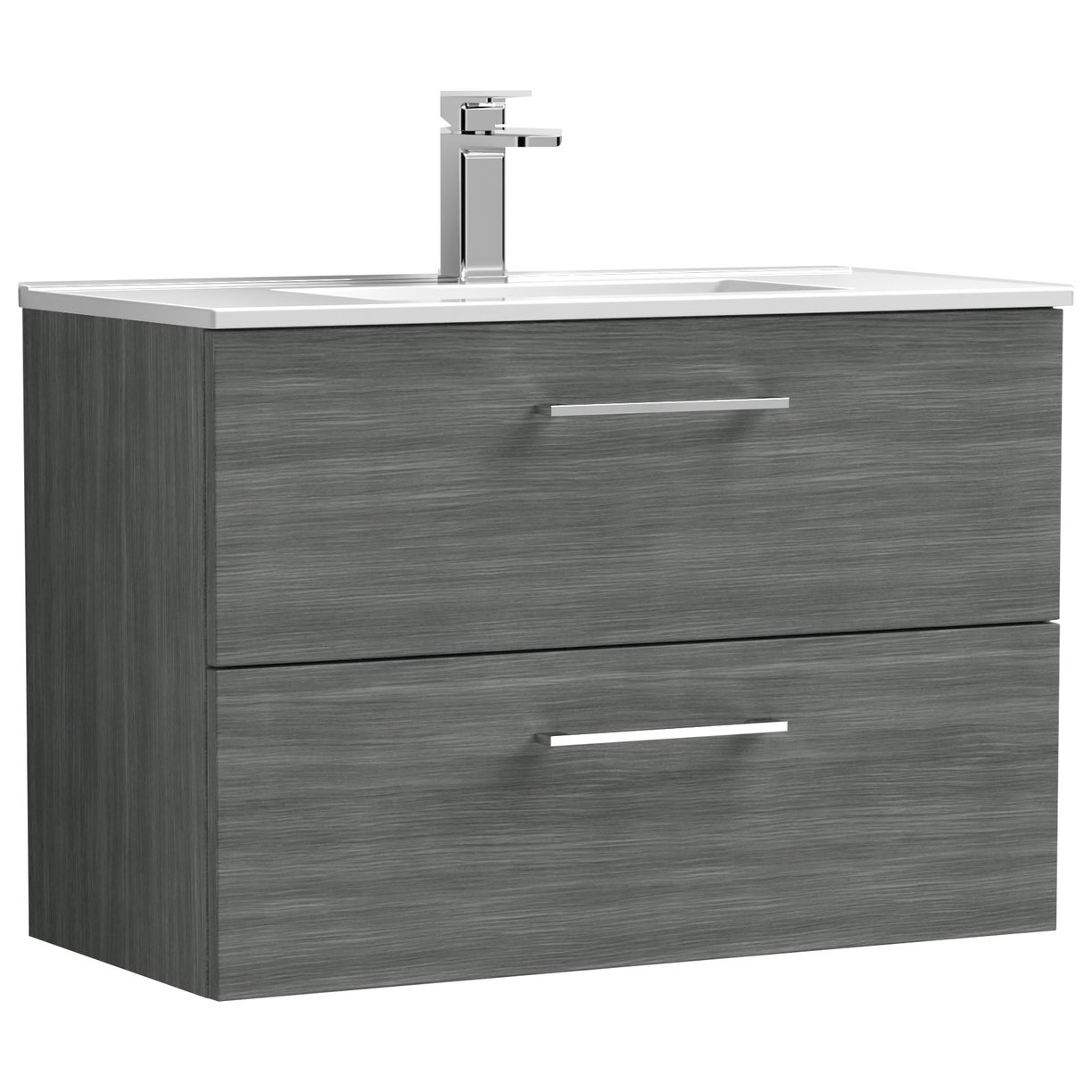 800mm WH 2-Drawer Vanity & Basin 2 - Anthracite Woodgrain