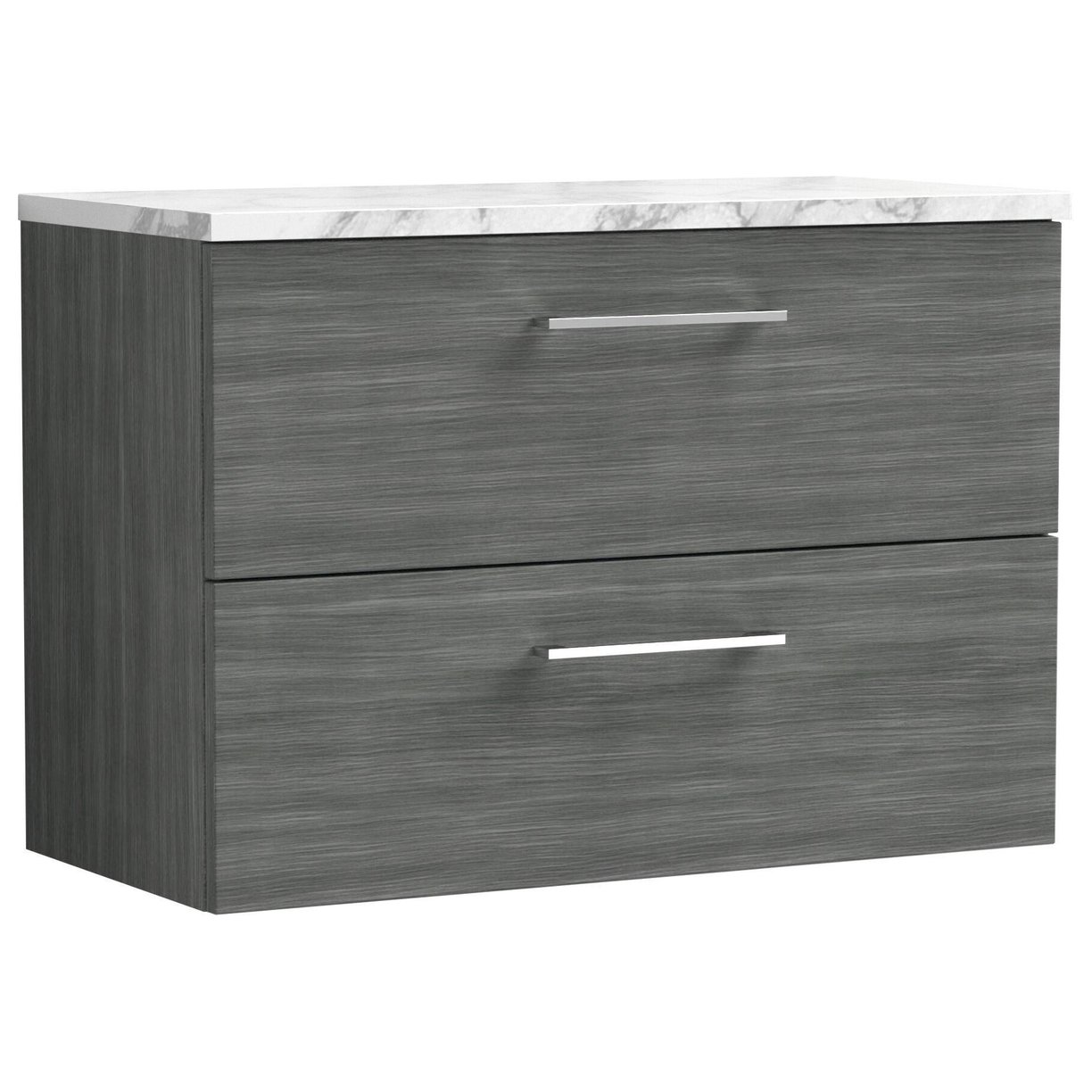 800mm Wh 2-Drawer Vanity & Laminate Top - Anthracite Woodgrain