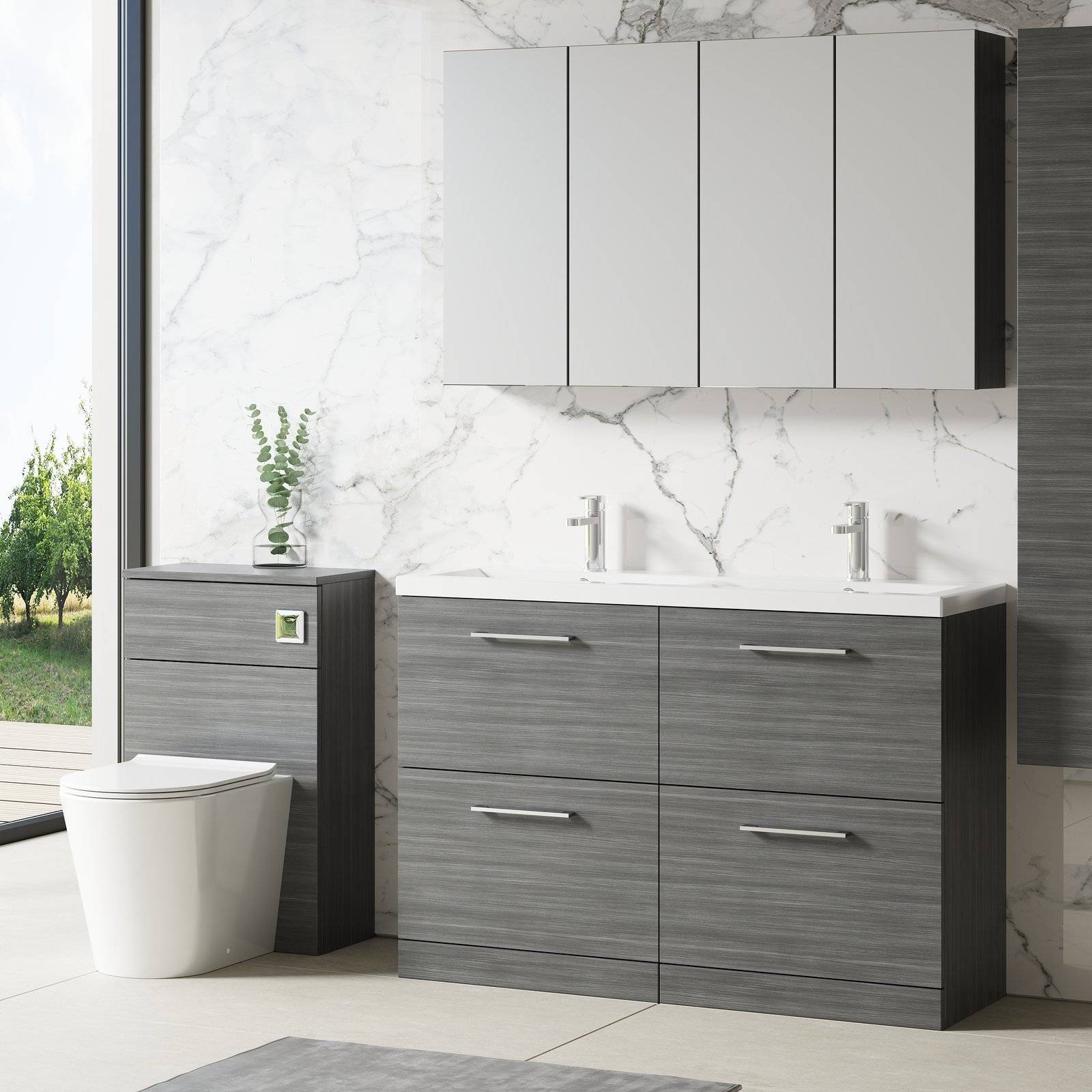 1200 FS 4-Drawer Vanity & Double Basin