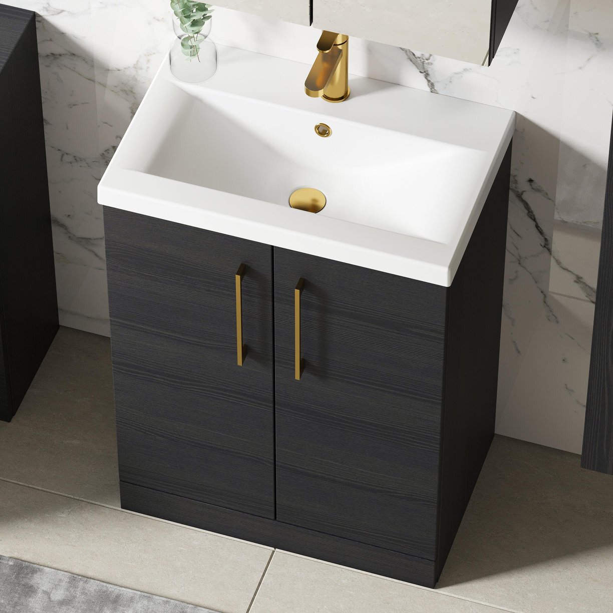 600mm FS 2-Door Vanity & Basin 1 - Charcoal Black