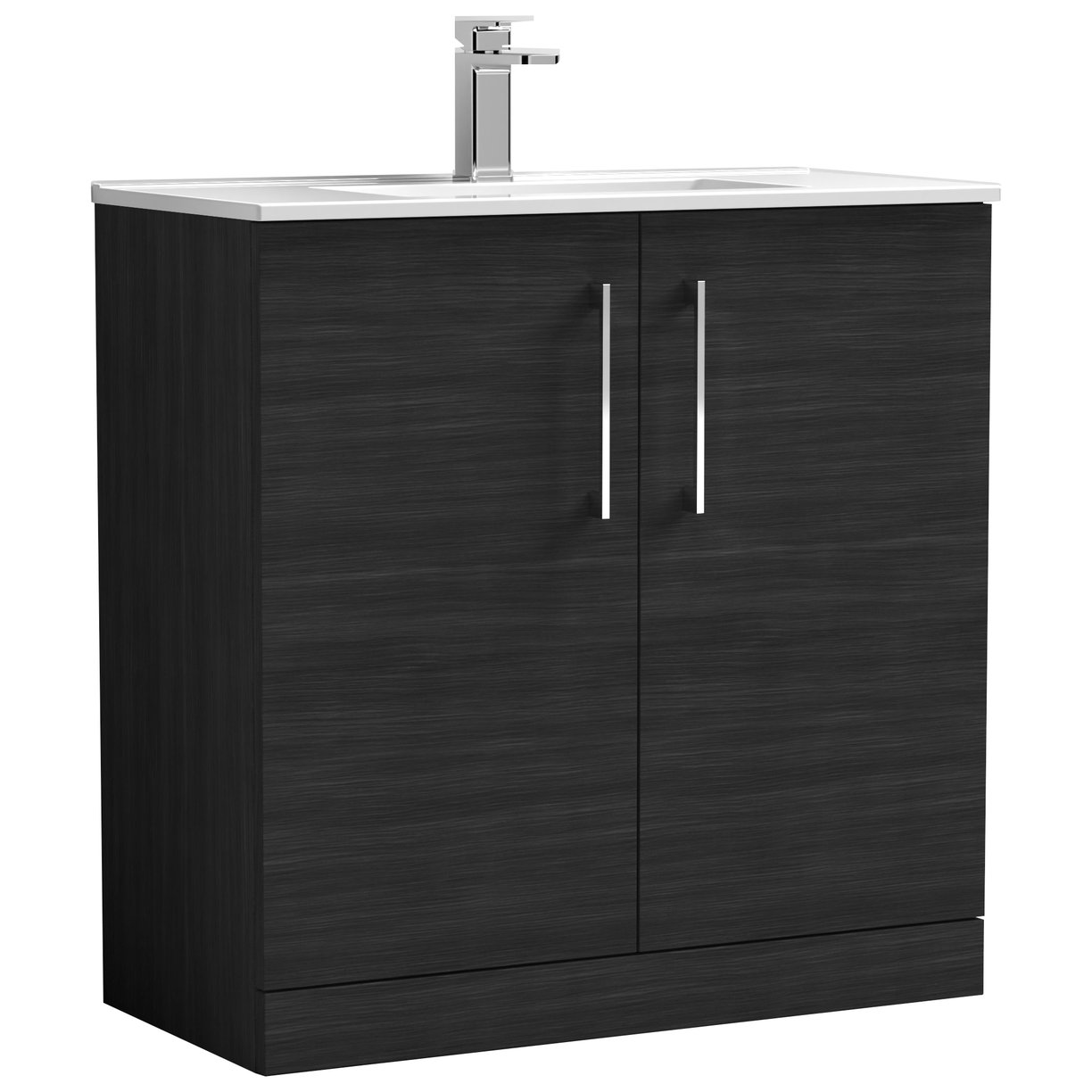 800mm FS 2-Door Vanity & Basin 2 - Charcoal Black