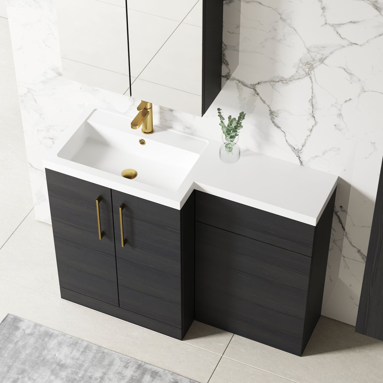 1100 390mm Combination Unit LH - Black Woodgrain