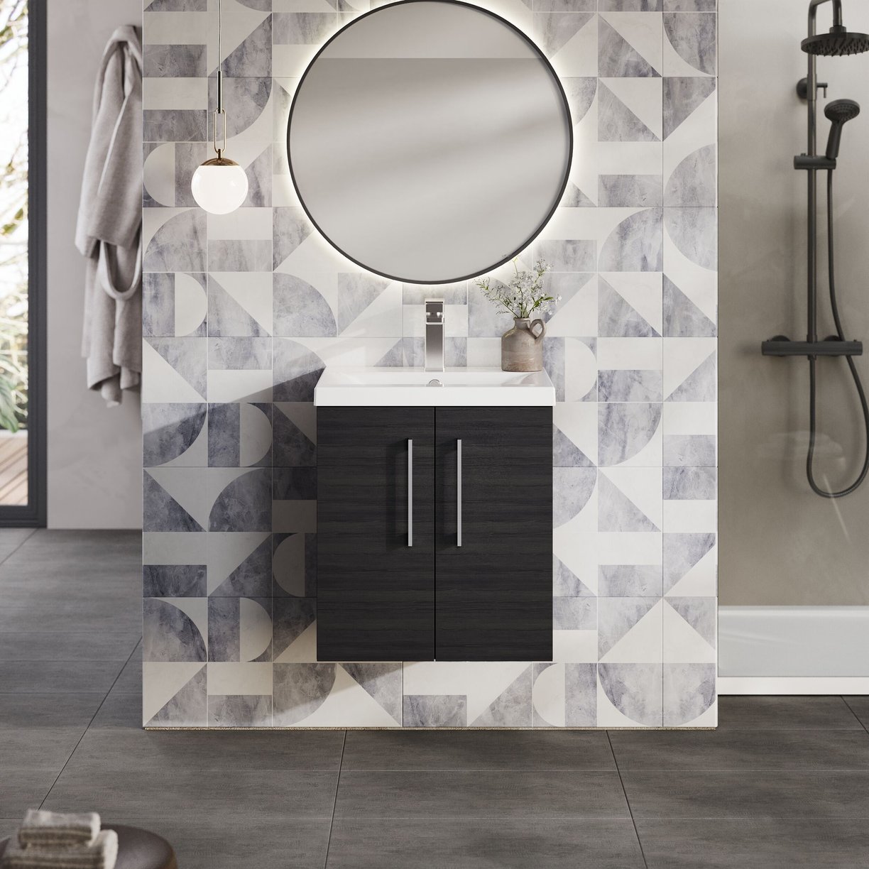 500mm WH 2-Door Vanity & Basin 1 - Charcoal Black