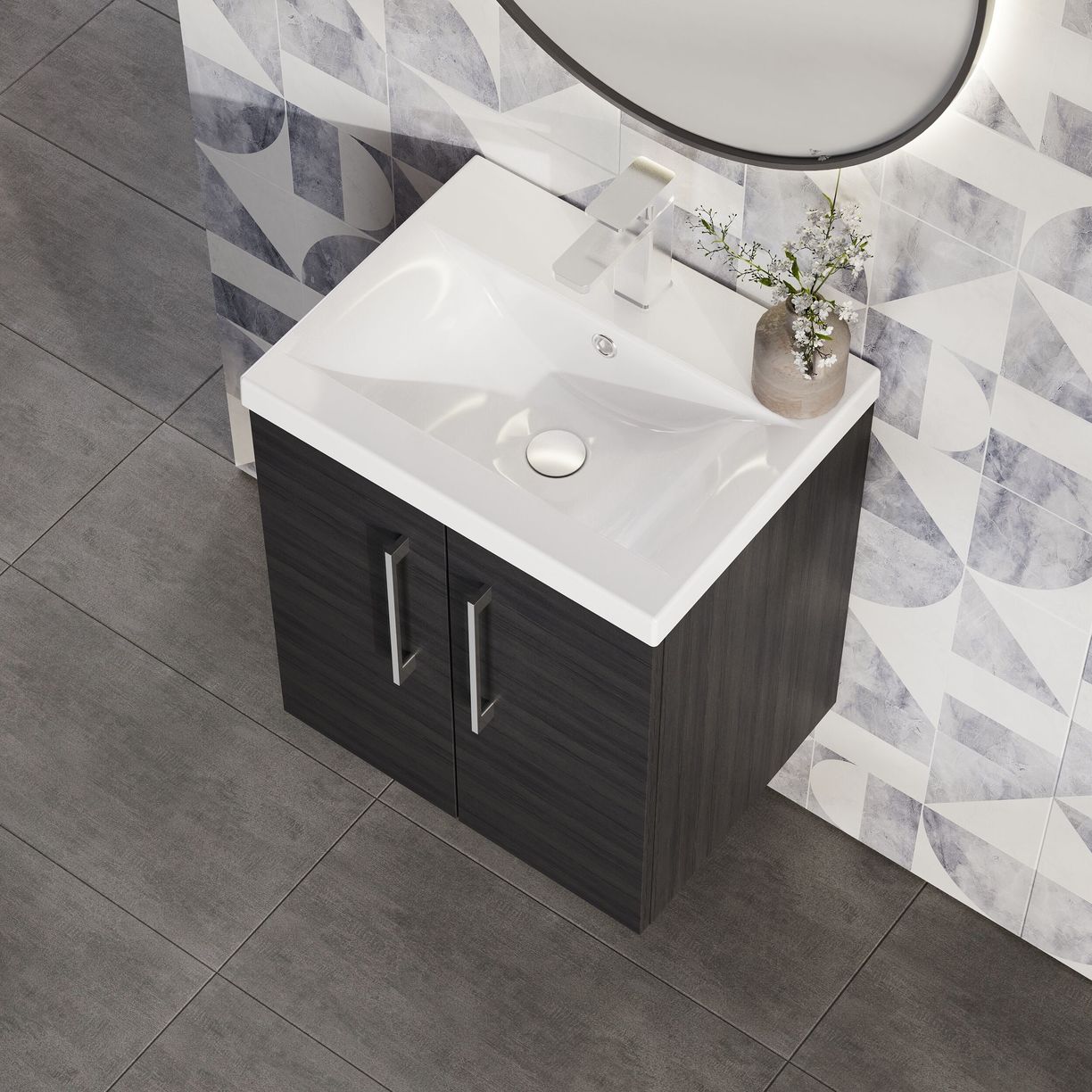 500mm WH 2-Door Vanity & Basin 1 - Charcoal Black