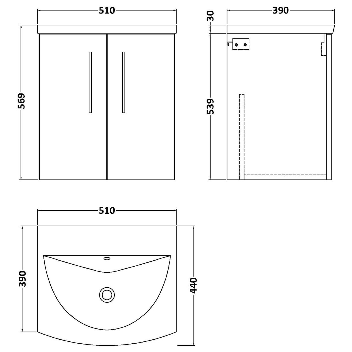 500 WH 2-Door Vanity & Basin 4