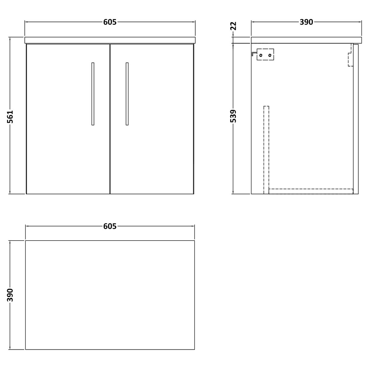 600 WH 2-Door Vanity & Laminate Top