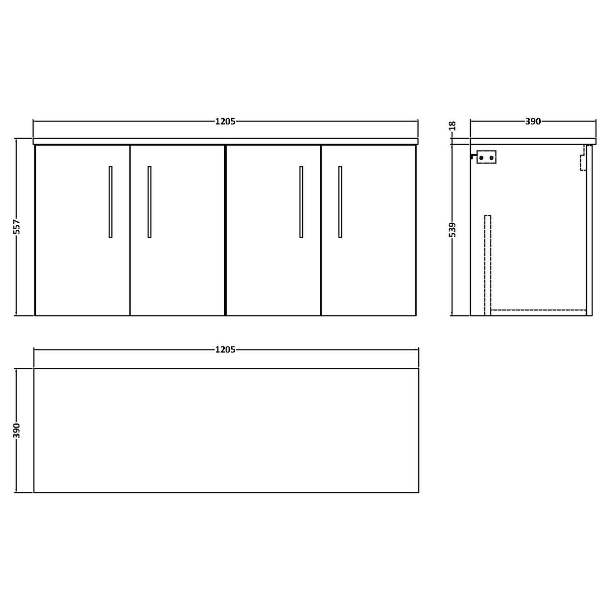 1200 WH 4-Door Vanity & Worktop
