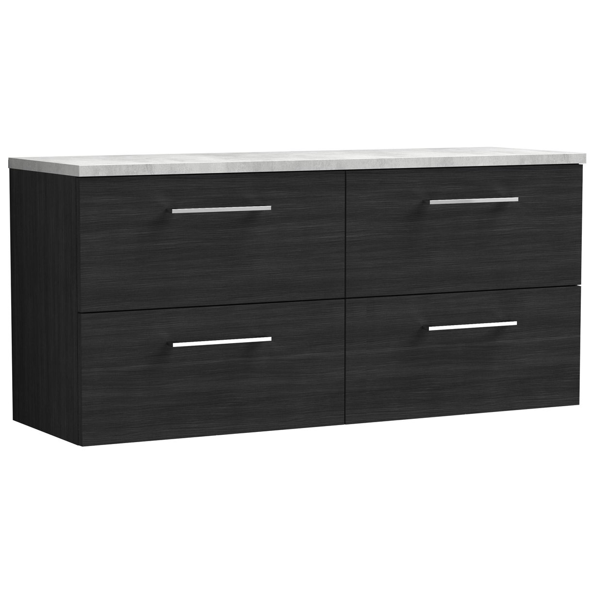 1200mm Wh 4-Drawer Vanity & Laminate Top - Black Woodgrain