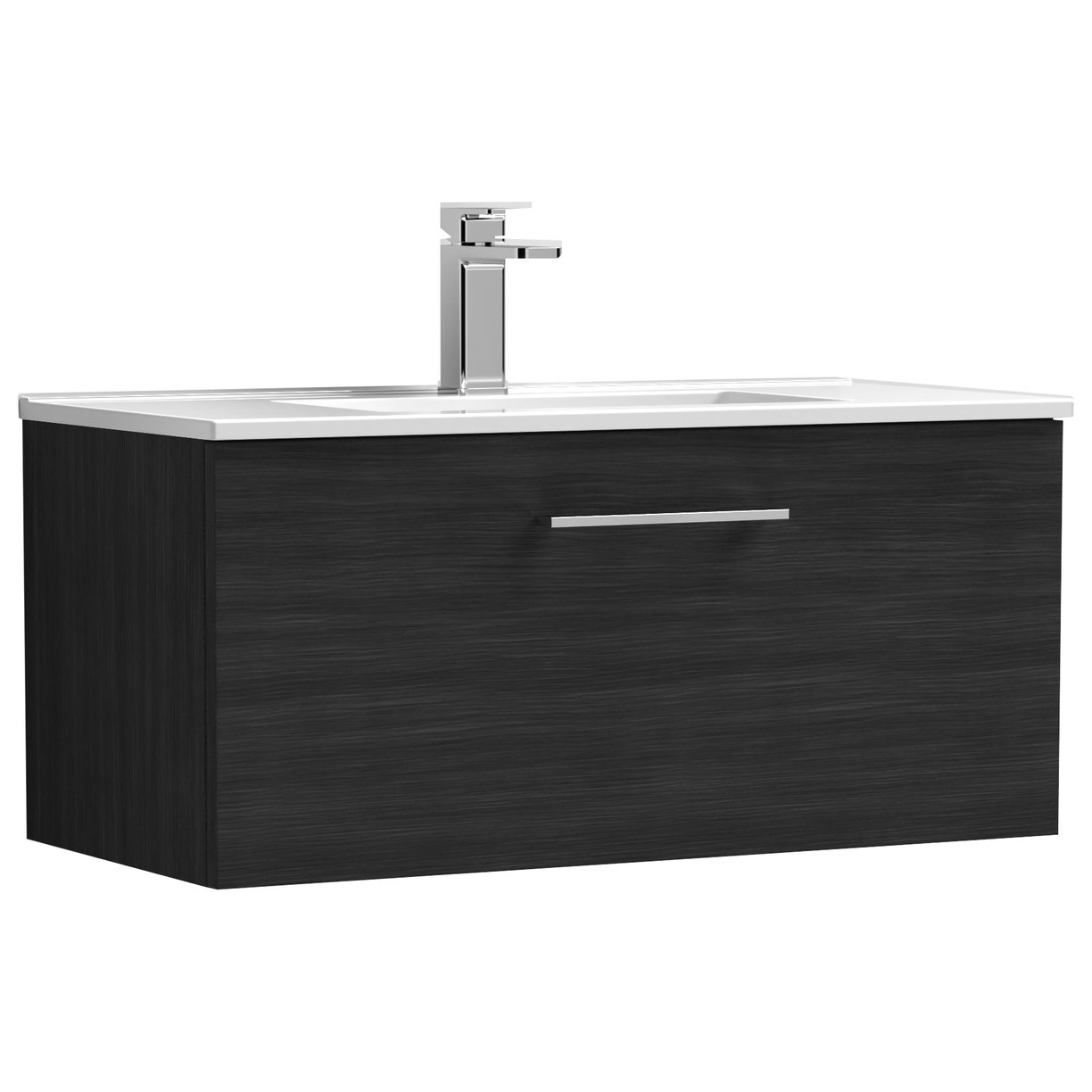 800mm WH 1-Drawer Vanity & Basin 2 - Charcoal Black
